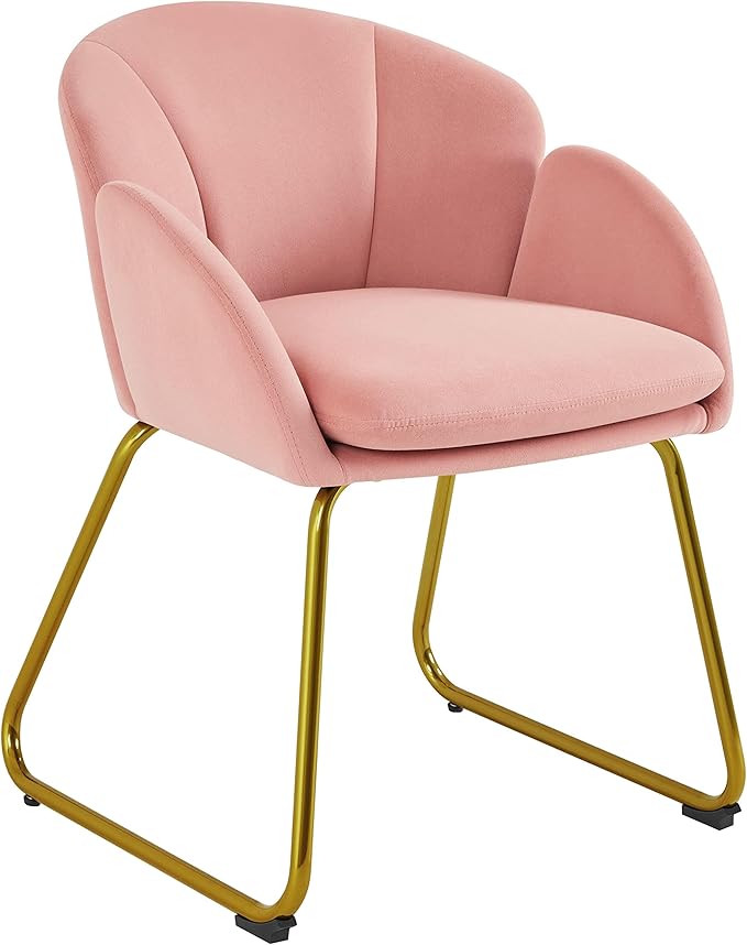 Yaheetech Flower Shape Velvet Vanity Chair, Modern Side Armchair Makeup Chair by Yaheetech
