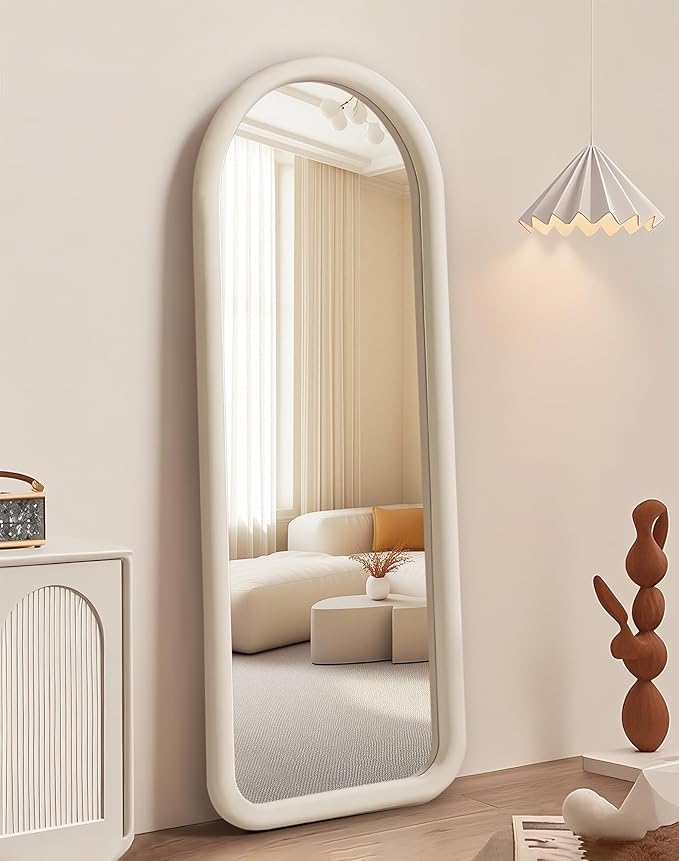Delma Arched Full Length Mirror, Free Standing Floor Velvet Frame Mirror by Delma