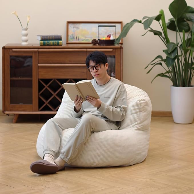 N&V Large Crescent Bean Bag Chair, Adult Size Bean Bag Sack, Foam Filling - Image 3