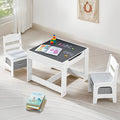 Kids Table and Chairs Set, 4 in 1 Wooden Kids Table by CuFun