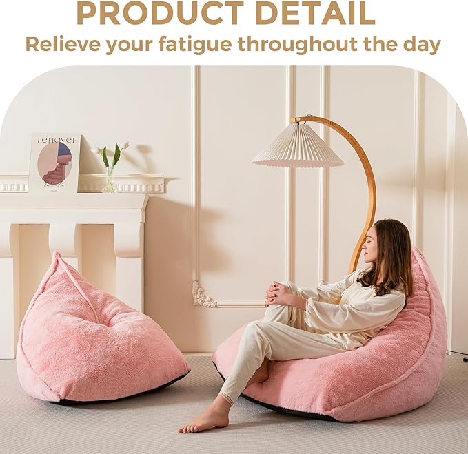 BYBYME Bean Bag Chairs Sherpa Lazy Sofa, Giant Beanbag Chairs - Image 7