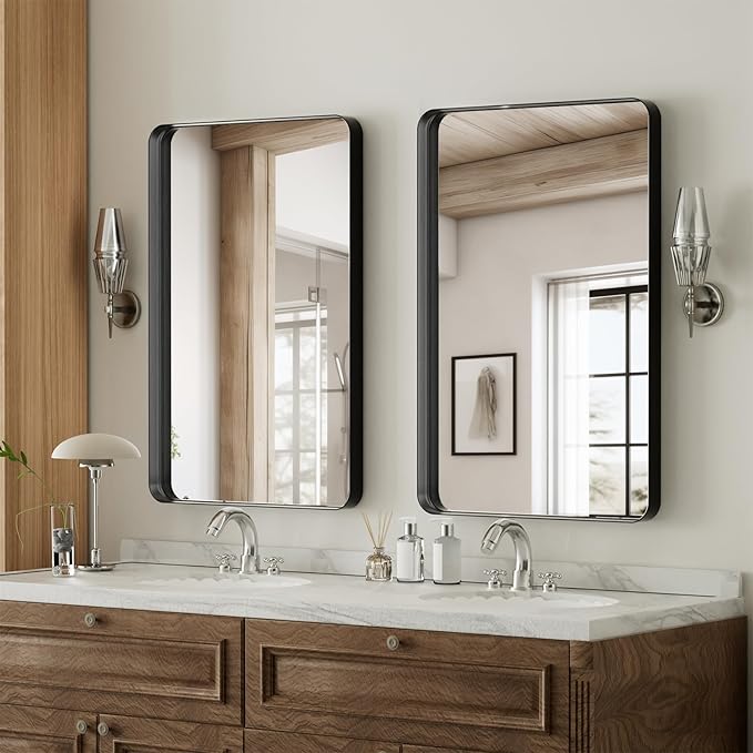 Bathroom Mirror 20x30 inch, Modern Round Corner Bathroom Vanity Mirror - Image 2