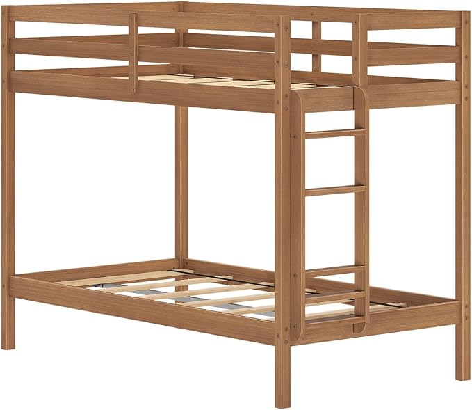 Grain & Grove Bear Twin Over Twin Bunk Bed, Sturdy Bunk Bed Frame - Image 4