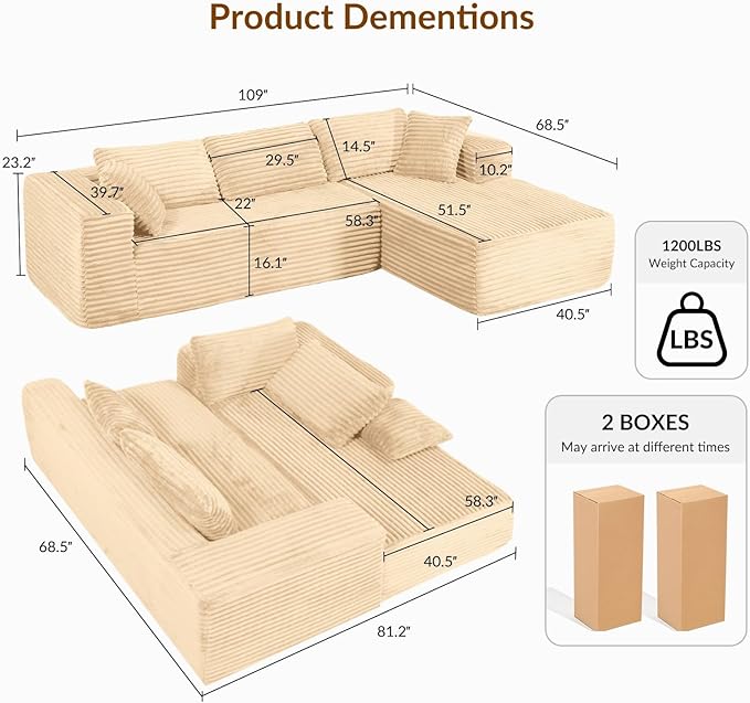 COMHOMA 105”Modular Sectional Sofa - Image 2