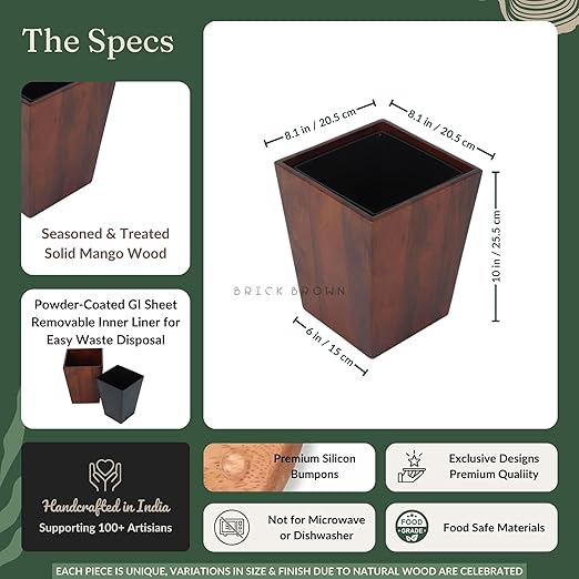 Premium Solid Wood Trashbin Multipurpose Furniture Basket - Image 4
