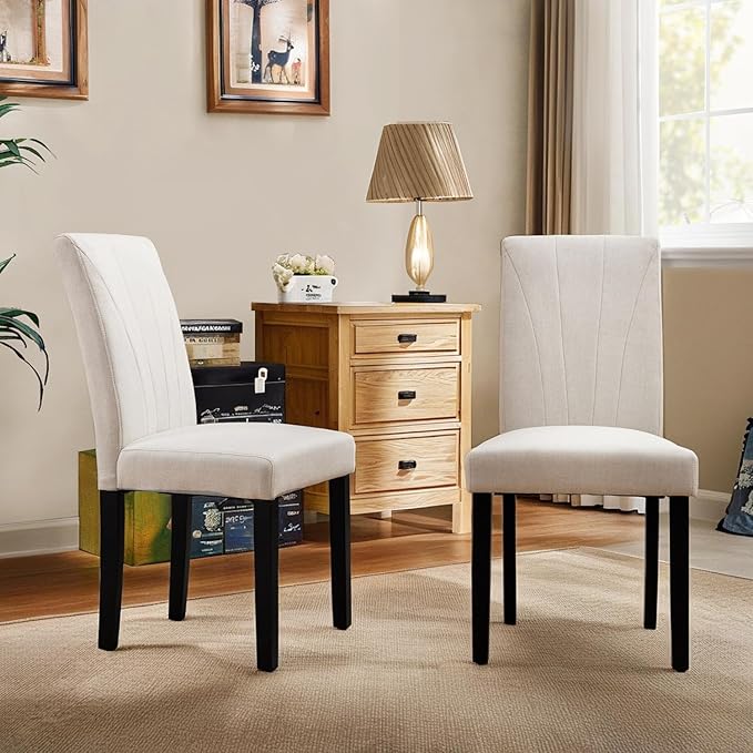 VECELO Upholstered Dining Chairs Set of 6, Modern Fabric and Solid Wood Legs & - Image 6