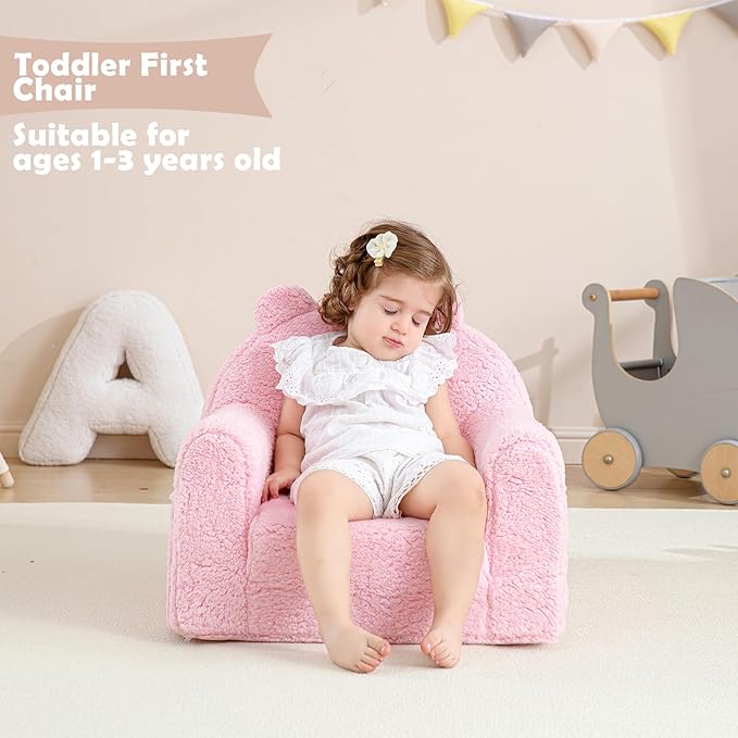 Toddler Chair, Sherpa Bear Kids Chair, Toddler Couch Fold Out, Children Reading - Image 6