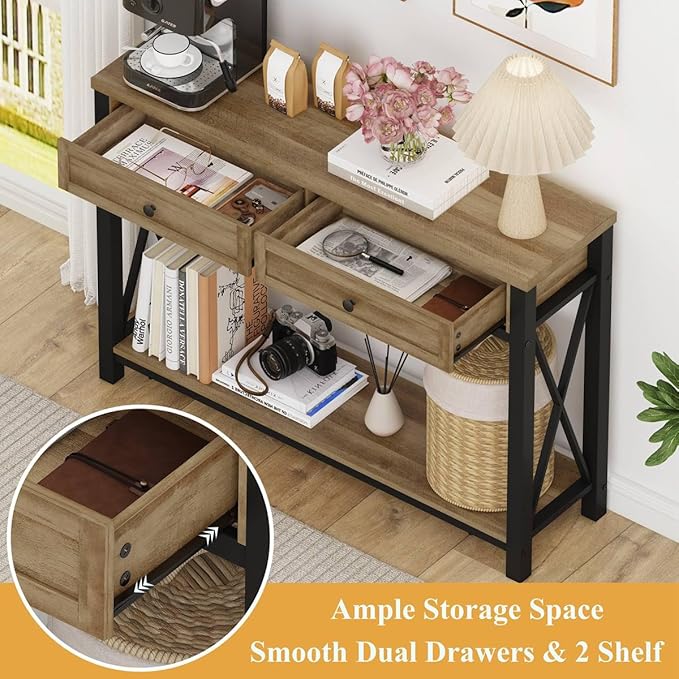BON AUGURE Entryway Table with Drawers, Sofa Table with Storage, Couch Tables - Image 3