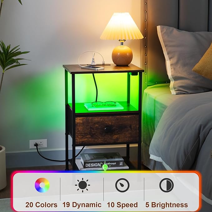 Night Stand Set 2, LED Nightstand - Image 7