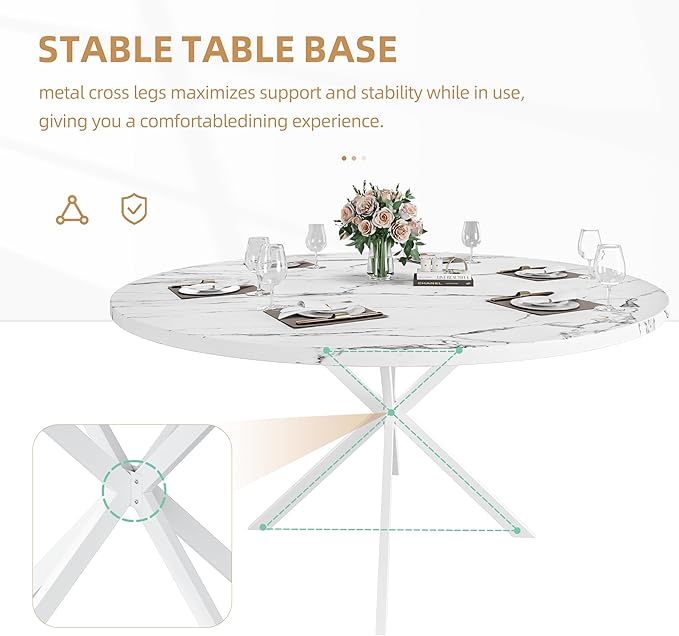 47.24" Round Dining Table for 4-6 Person, Round Kitchen Table - Image 4
