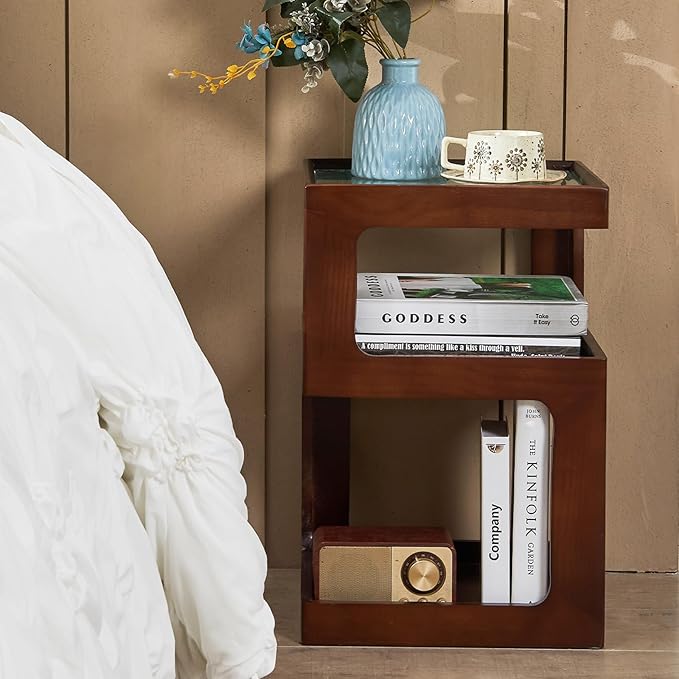 CozyDH 3-Tier End Table No Assembly Required, Modern Side Table 3-Tier Wood by CozyDHDuvetCover
