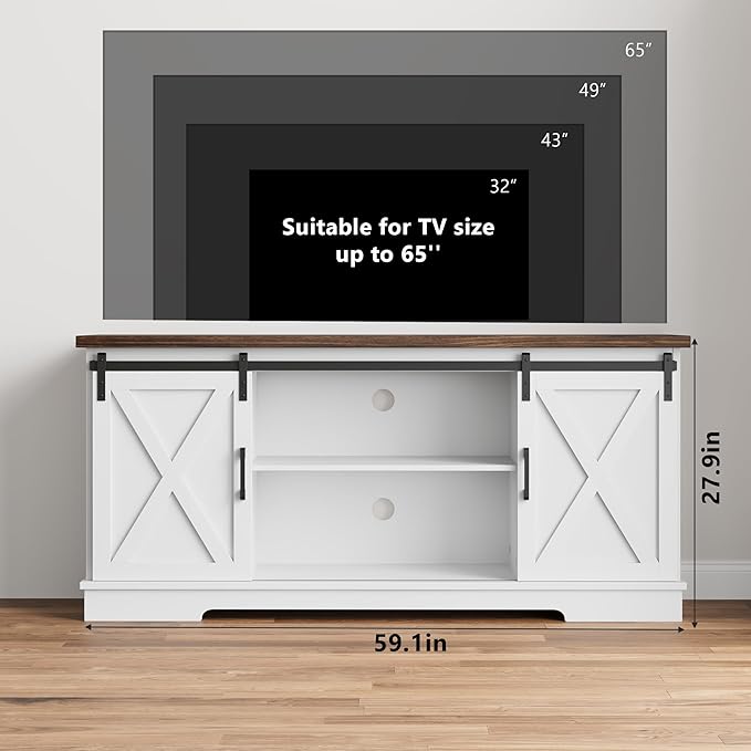 IDEALHOUSE Farmhouse Tv Stand for 65 inch TVs, Entertainment Center - Image 8