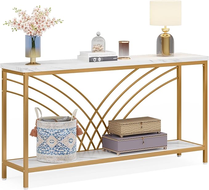 Tribesigns 70.9 inch Extra Long Console Table, Faux Marble Entryway Table - Image 8
