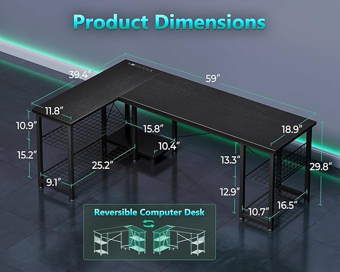 Casaottima 59 Inch L Shaped Gaming Desk - Image 3