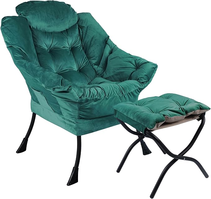 Lazy Chair with Folding Ottoman, Living Room Chairs, Accent Contemporary Lounge - Image 3