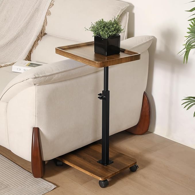Adjustable Height Couch Tables That Slide Under Sofa, 360° Swivel Modern Tv - Image 4