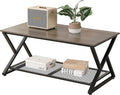 SENIG Coffee Table with Storage Shelf, Industrial Metal Wood Living Room Tables by SENIG