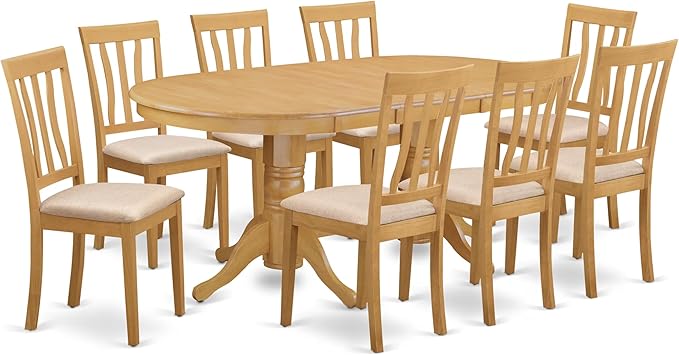 East West Furniture VAAN9-OAK-C 9 Piece Dining Table Set Includes an Oval by EastWestFurniture
