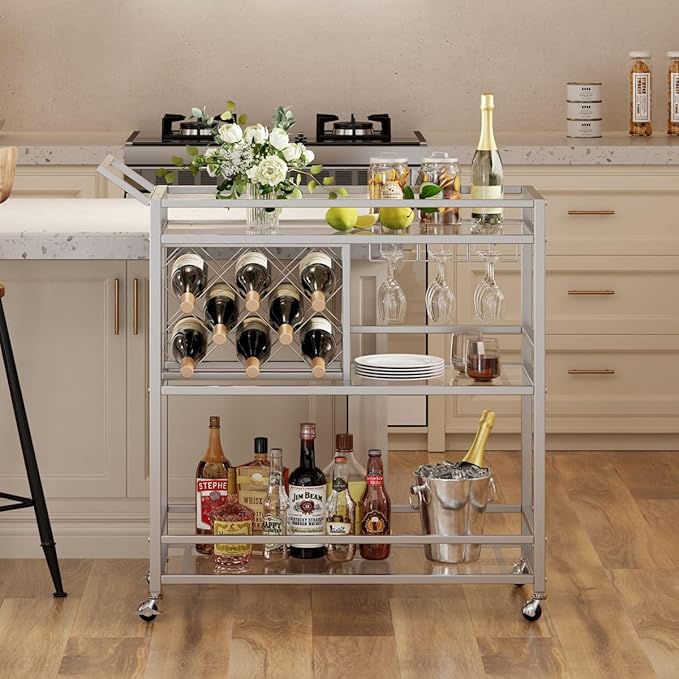 FATORRI Bar Cart Silver, Bar Carts - Image 3