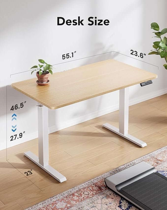 HUANUO 55" x 24" Electric Standing Desk Adjustable Height, 4 Memory Height - Image 3