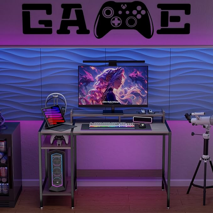 Computer Desk Gaming Desk with Monitor Stand, Home Office Desk Suitable - Image 6