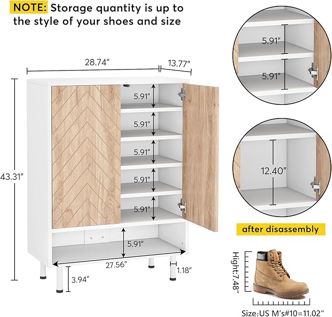 Tribesigns Shoe Cabinet, 18 Pair Rack Organizer Cabinet - Image 2