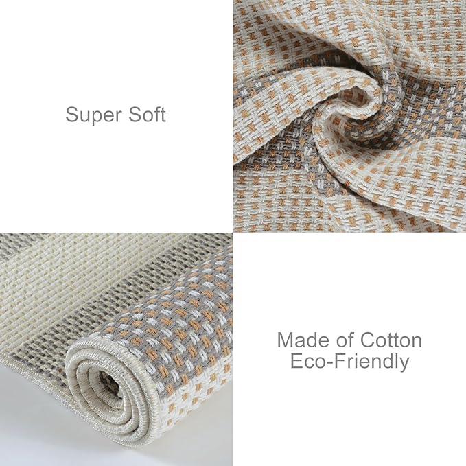 OJIA Outdoor Area Rug 4'x6' Striped Patio Rugs Washable Woven Cotton Indoor - Image 5