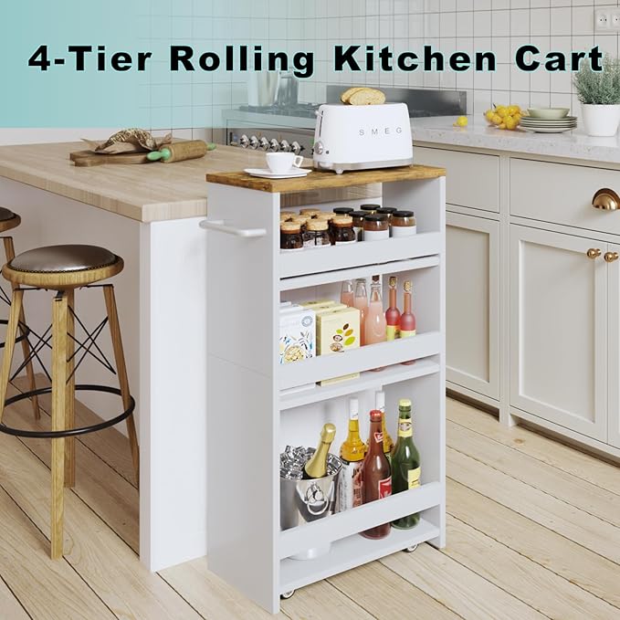 MARTY Rolling Storage Cart 7.9" W, 4-Tier Kitchen Cart - Image 6