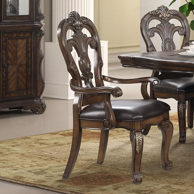 Furniture of America Anatole Traditional Arm Chairs Set of 2, Comfortable - Image 2