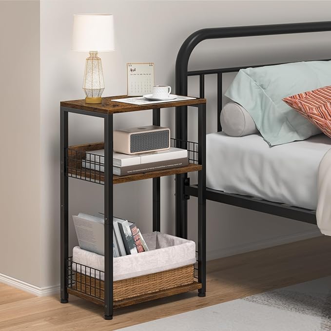 LELELINKY End Table with Storage, 3 Tier Record Player Stand with Vinyl Storage - Image 6