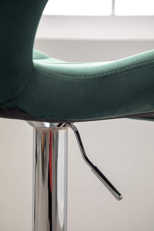 Roundhill Furniture Ellston Velvet Adjustable Swivel Barstools in Green - Image 13