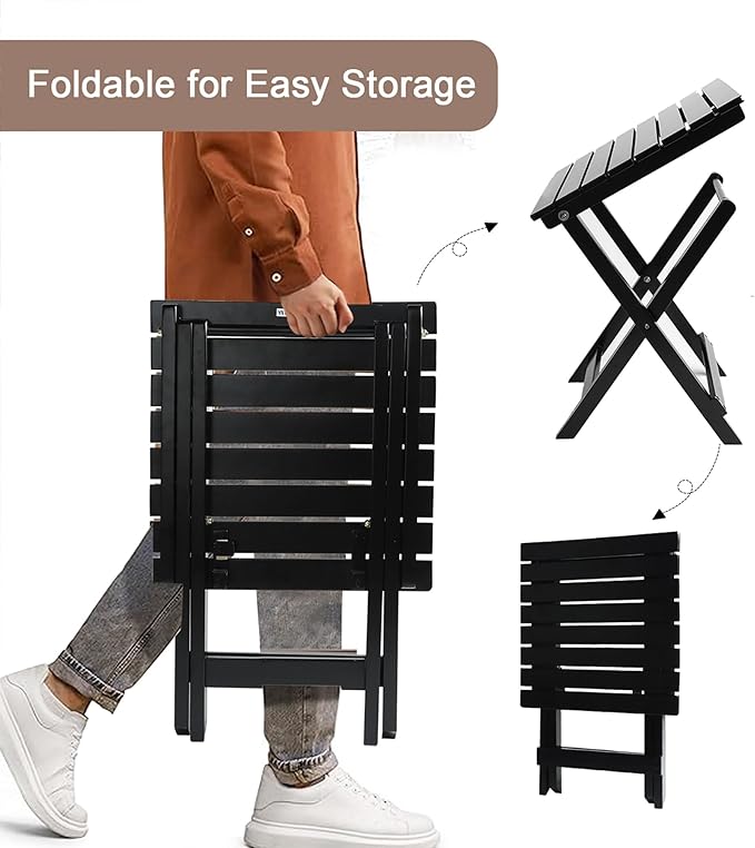 Small Wood End Square Table Outdoor Patio Side Folding Table Coffee Furniture - Image 6