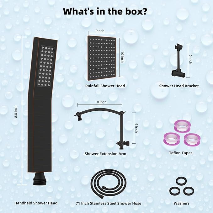Hibbent All Metal 10'' Rainfall Shower Head, Shower Head Combo, High Pressure - Image 8