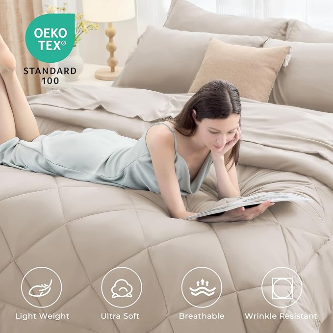 HEVUMYI Khaki Queen Comforter Set - Image 2