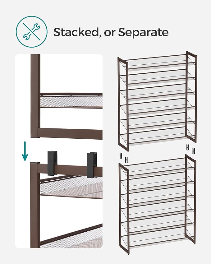 SONGMICS Shoe Rack, 12-Tier Shoe Organizer, Metal Rack - Image 8