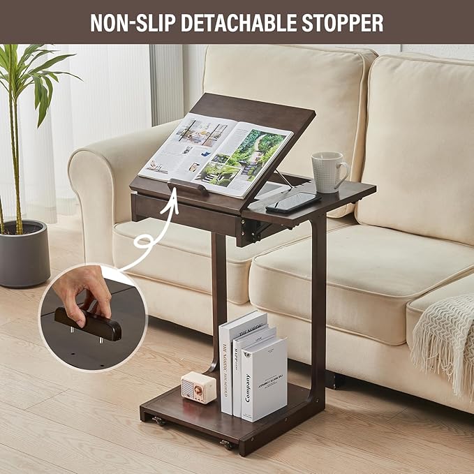 CozyDH Rolling Side Table with Wheels, Adjustable C Shaped End Table - Image 6