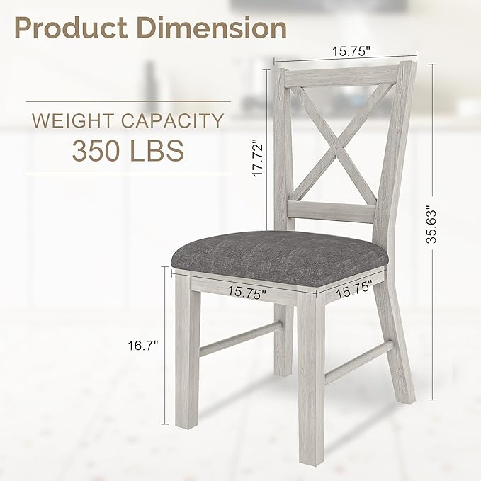 Solid Wood Dining Chairs Set of 2, Farmhouse Chairs - Image 3