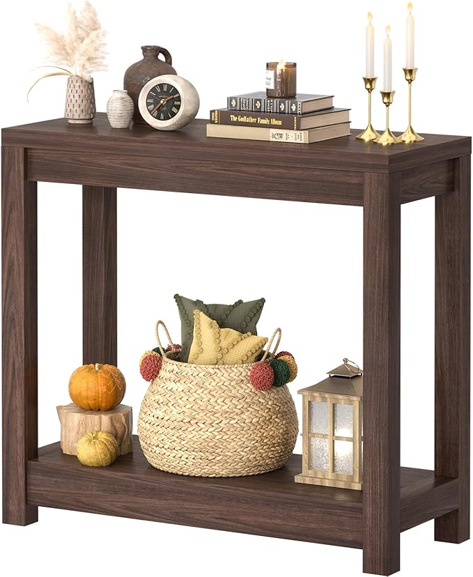Small Farmhouse Wood Entryway Table Narrow Console Table by Besiost
