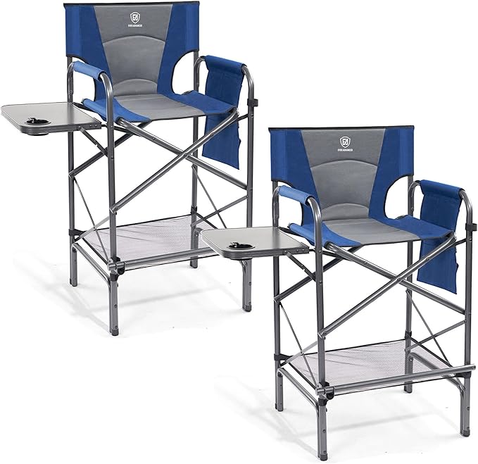 EVER ADVANCED 2 Piece Tall Folding Chair 30.7" Seat Height Directors Chair High by EVERADVANCED
