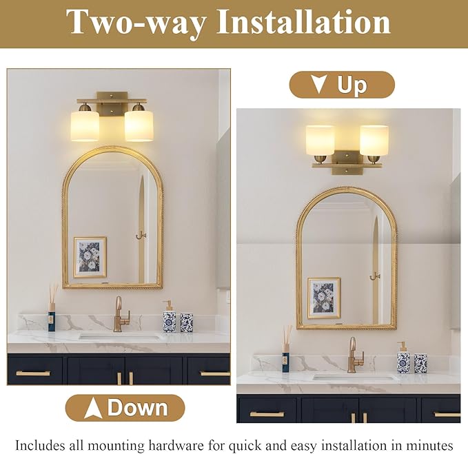 Stainless Steel Milk Glass Vanity Lights - Image 6