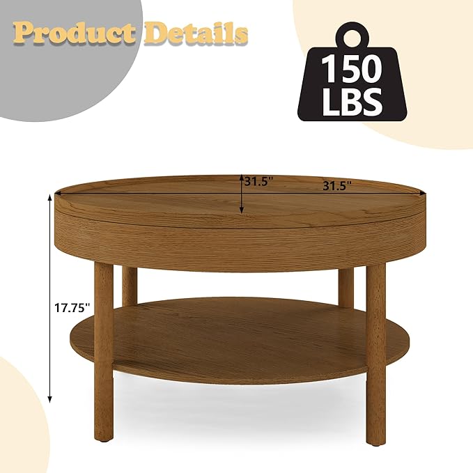 Round Coffee Table, Living Room Table - Image 2