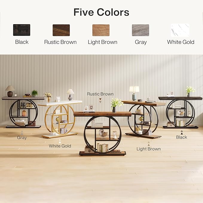 Tribesigns 41.3" Console Table, Industrial 4-Tier Sofa Table Entryway Table - Image 7