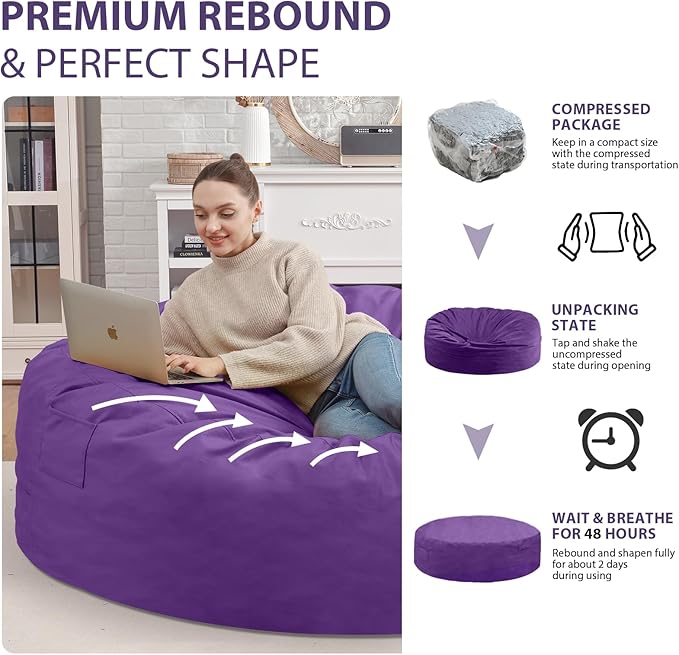 7FT Bean Bag Chair, Large Bean Bag Chairs - Image 6
