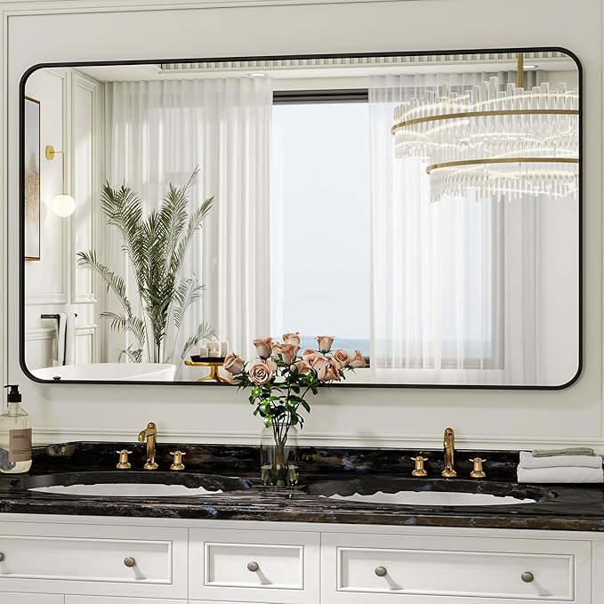 30 x 48 Inch Bathroom Mirror, Rounded Rectangular Vanity Mirror - Image 3
