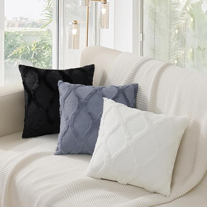 decorUhome Throw Pillow Covers 12x20 Inch Set of 2, Soft Plush Faux Fur Wool - Image 7