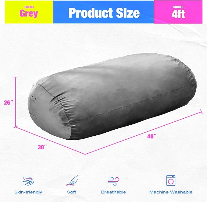 Hobestluk 4FT Bean Bag Chair Large Beanbag - Image 2