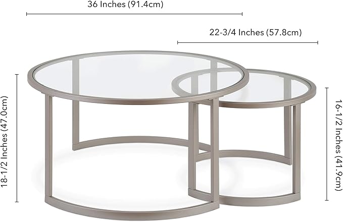 Henn&Hart Round Nested Coffee Table in Satin Silver, - Image 3