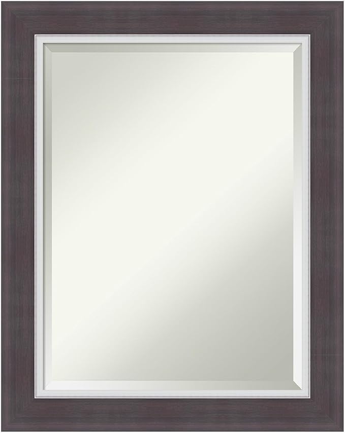 Amanti Art Brown Wall Mirror 30x24 Ellie Brown Silver Rectangle Bathroom Mirror by AmantiArt