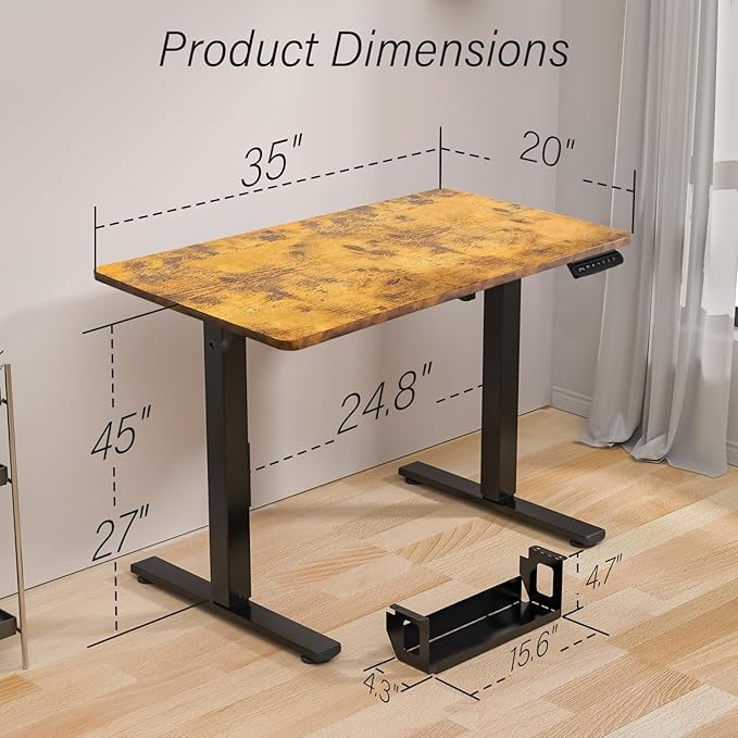 Kingant Standing Desk Height Adjustable Small Electric Stand Up Desks - Image 3