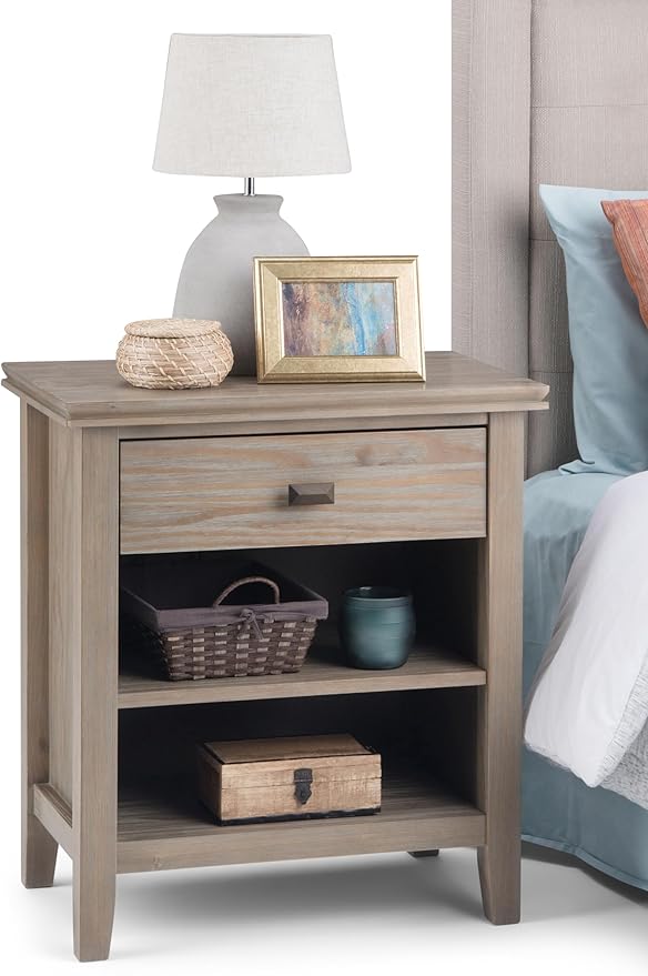 SIMPLIHOME Artisan SOLID WOOD 24 inch Wide Transitional Bedside Nightstand - Image 2